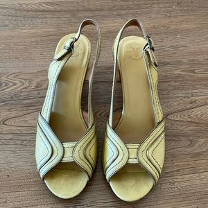 Frye Leather Slingback Sandals; Yellow